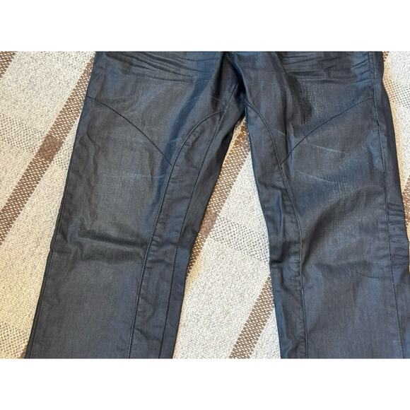 Projek Raw Wax Coated Jeans Men’s 32 X 32 Black Moto Regular Fit Loose - Picture 3 of 13